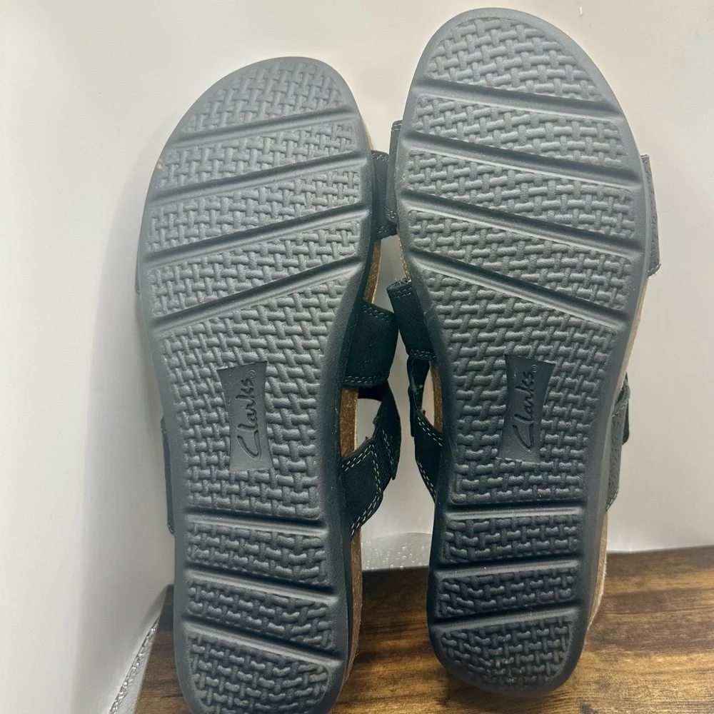 Clarks Collection Two Strap Adjustable Comfort Slide Sandals Black Size 11 EUC - Picture 8 of 9
